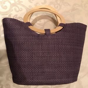 NWOT Purple straw weave handbag with purple lining